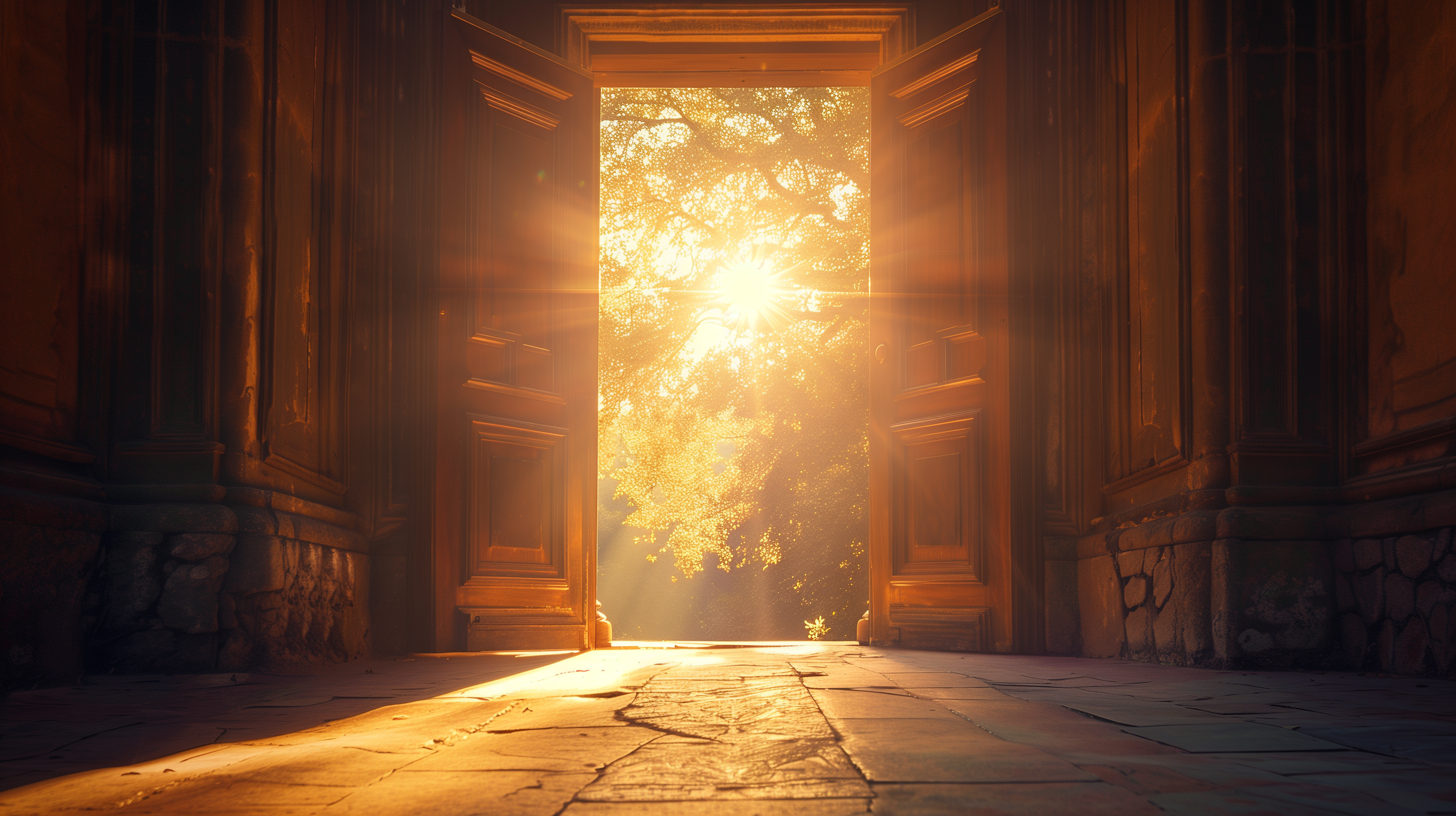 Open door with divine light